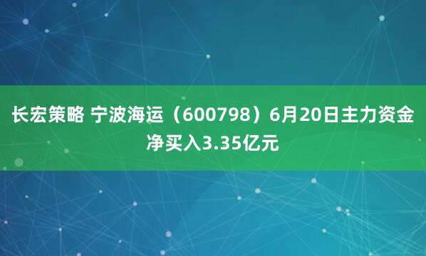 长宏策略 宁波海运（600798）6月20日主力资金净买入3.35亿元